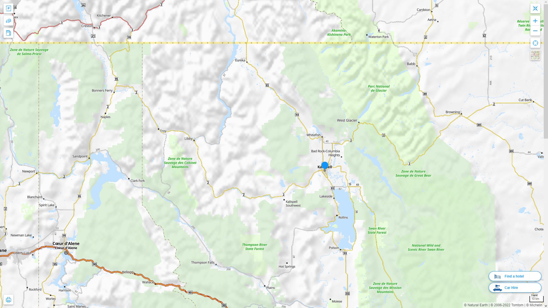 Kalispell Montana Highway and Road Map